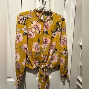 Floral blouse with tie front